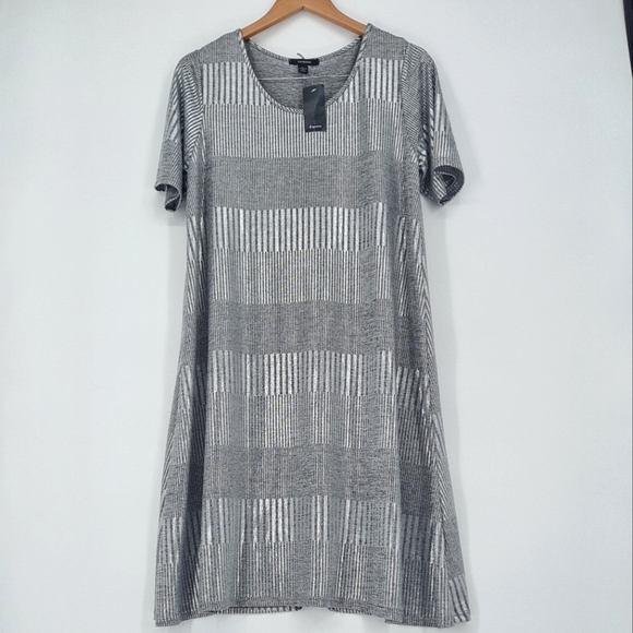 💜 2/$36 💜Espresso Striped Knit T-Shirt Dress in Unworn Condition Size Large - Picture 7 of 7